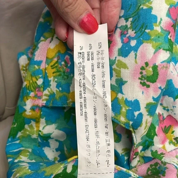 NWT Zara Floral Printed Linen Blend Trousers  Size 4 - Picture 6 of 10